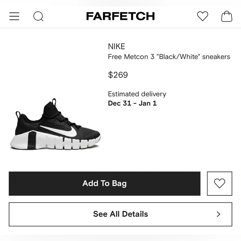 Nike Free Metcon 3 Black White Trainers - Picture 16 of 16